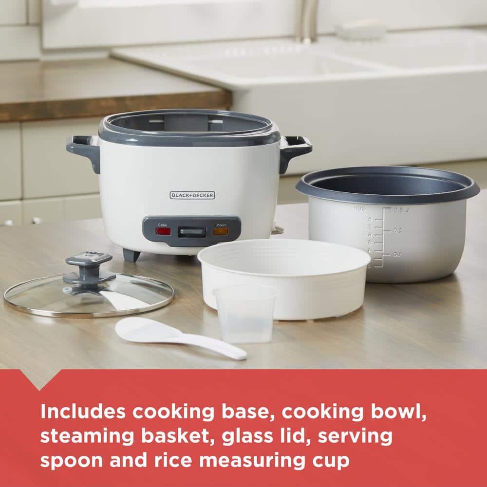 BLACK+DECKER BLACK+DECKER, Rice Cooker, Uncooked Rice, Steaming Basket, Removable Non-Stick Bowl, One Touch