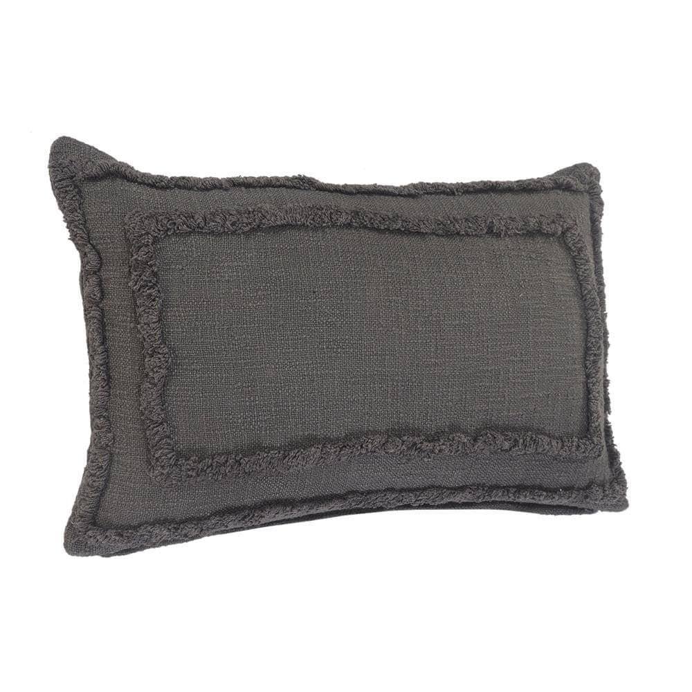 Ox Bay Modern Tufted Solid Lumbar Throw Pillow, 16" x 24" , Gray