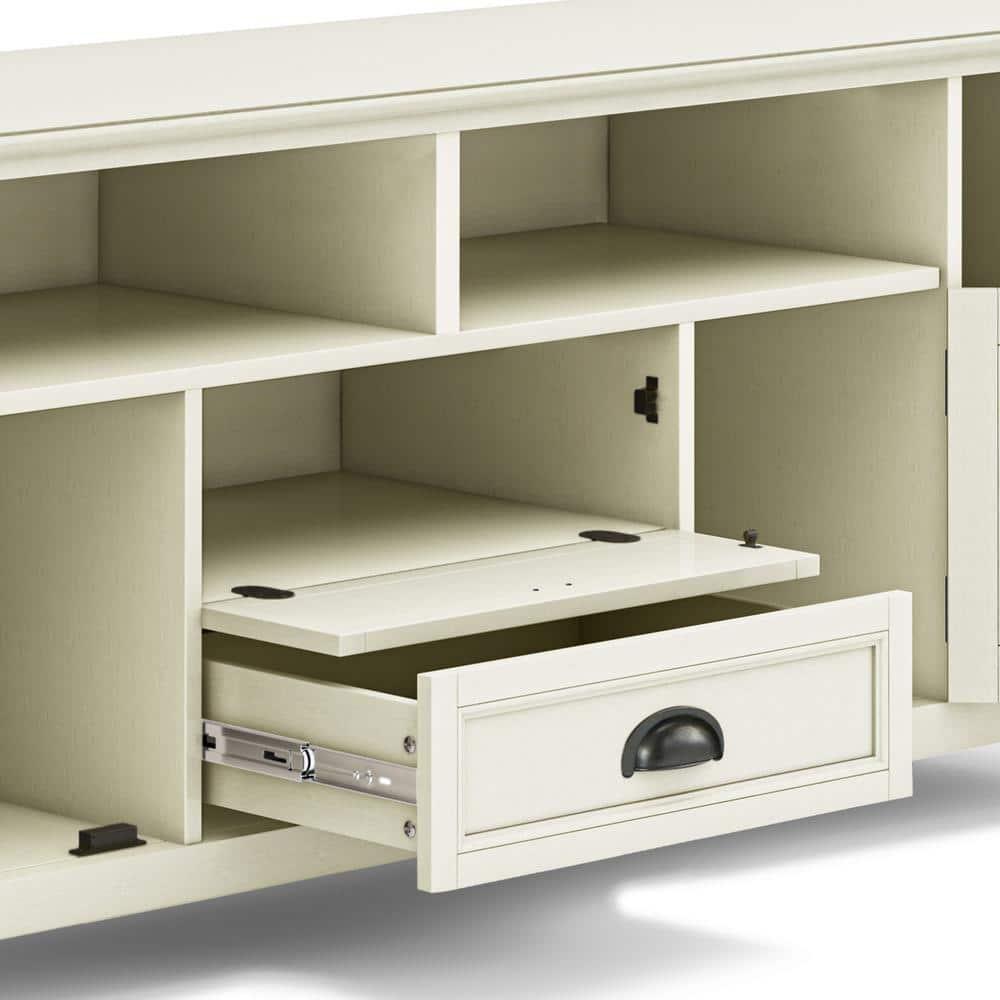 Simpli Home Burlington 72"W Solid Wood TV Stand for TVs up to 80" with 4 Cabinets