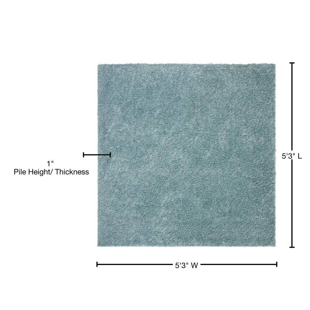 August Shag 900 AUG900 Power Loomed Indoor Area Rug - Aqua - 5'3"x5'3" - Safavieh