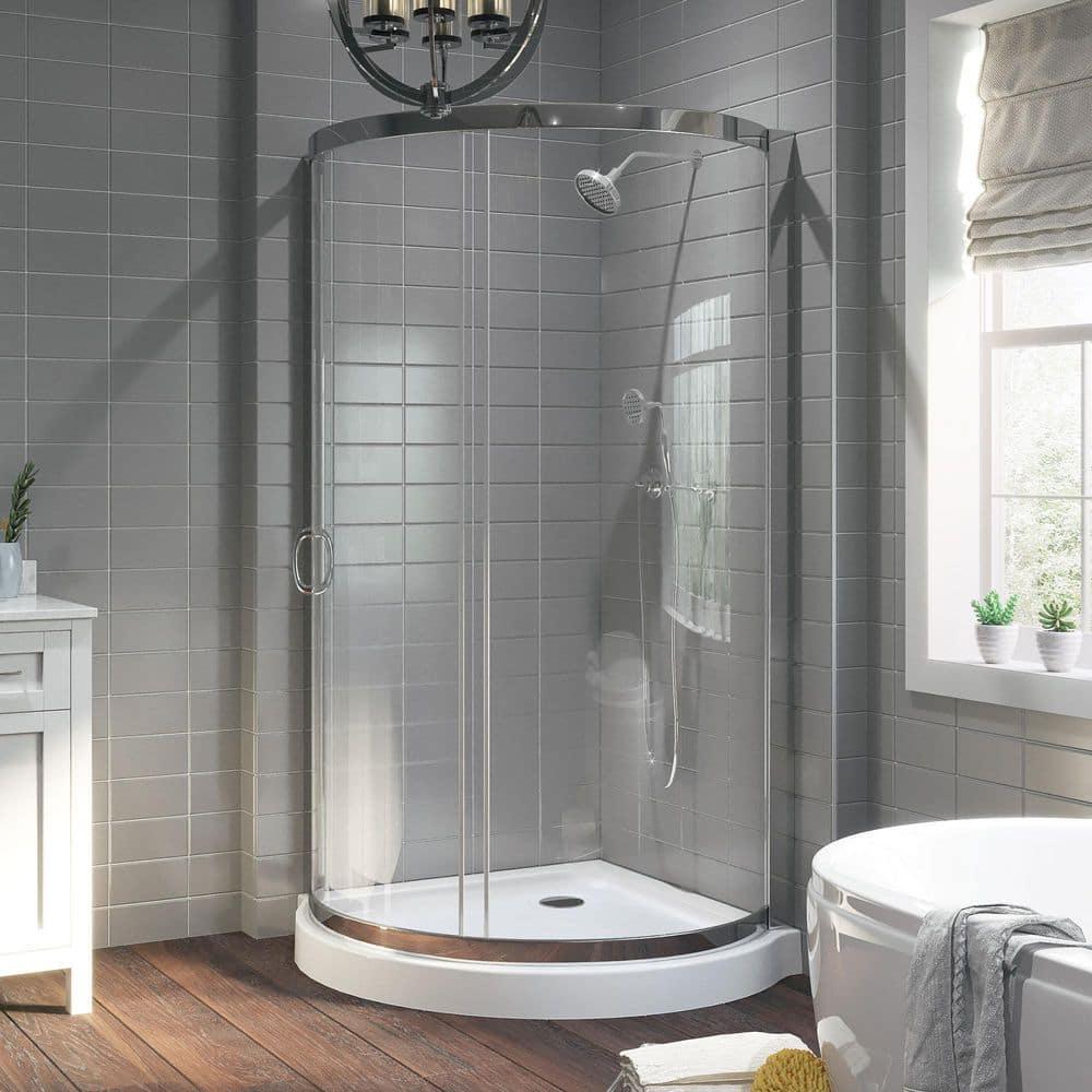 Ove Decors Breeze_36_without_walls OVE Decors Breeze Premium 40 in. Round Shower Kit w/ Clear, Base in Chrome Finish