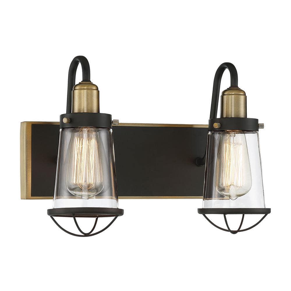 Savoy House Lansing 2 - Light Vanity in  English Bronze/Warm Brass