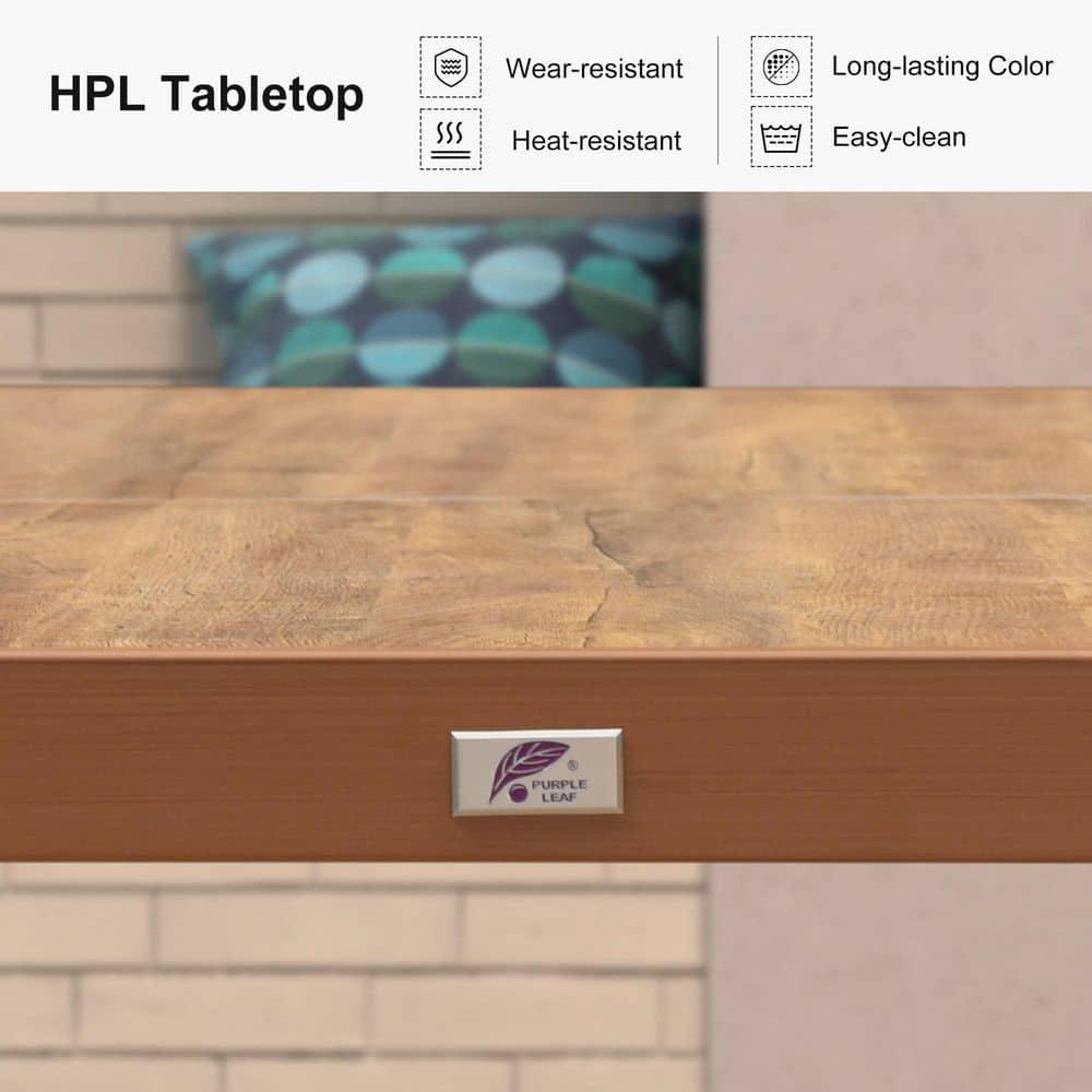 PURPLE LEAF 7 Pieces Patio Dining Set Aluminum Rectangular Table and Wicker Chairs with Cushions for Kitchen Porch Garden Modern Outdoor Furniture Sets, Beige and Dark Grey