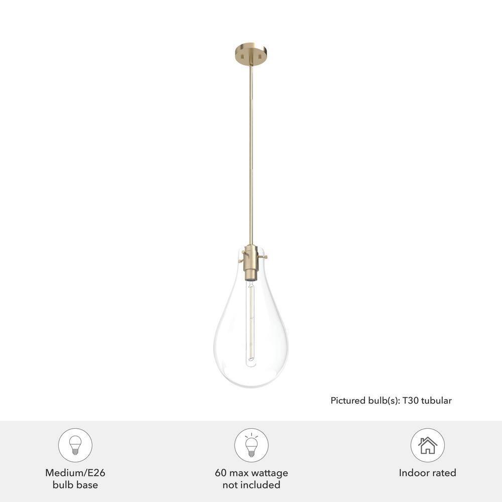 Hunter - Lundin 1-light Alturas Gold, Medium Size Pendant Light, Dimmable, Formal Style, Teardrop Shaped, for Bedrooms, Kitchens, Dining, Living Rooms - 19564