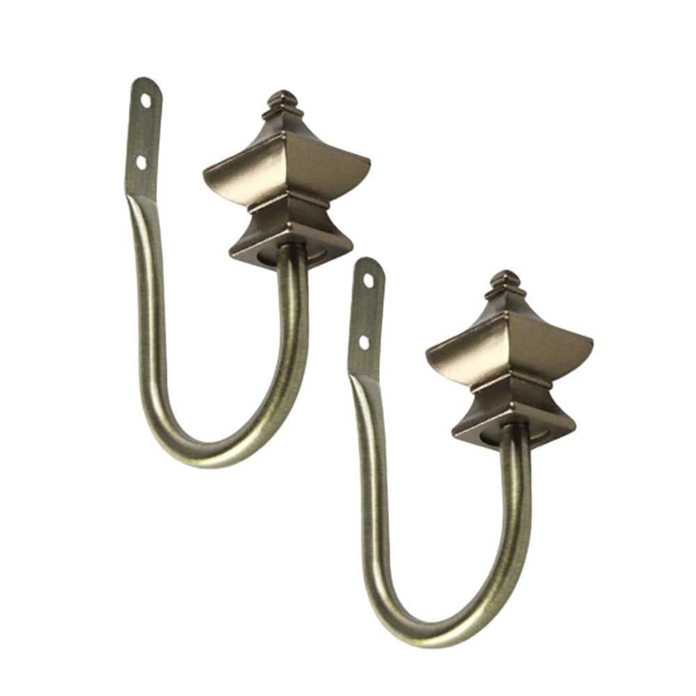 Rod Desyne Esta Steel J-Hooks/Resin Finials Curtain Holdback (Set of 2)