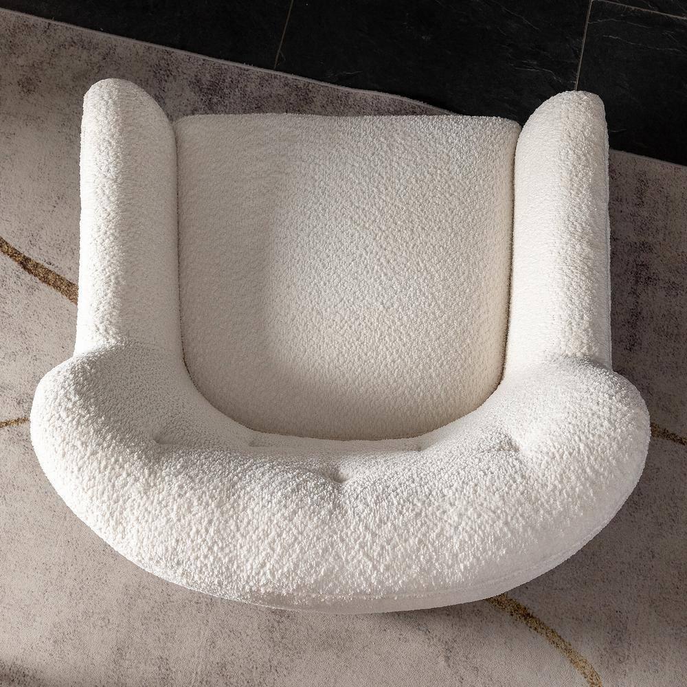 32" Wide Upholstered Swivel Armchair Cream - Kinwell: Rotating Base, No Assembly Required