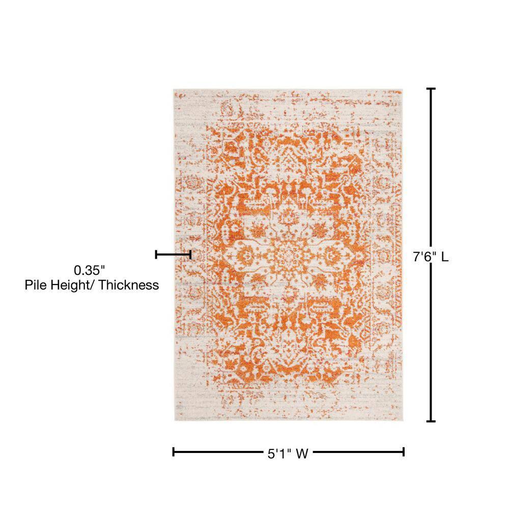 Madison MAD603 Power Loomed Indoor Area Rug - Orange/Ivory - 5'3"x7'6" - Safavieh