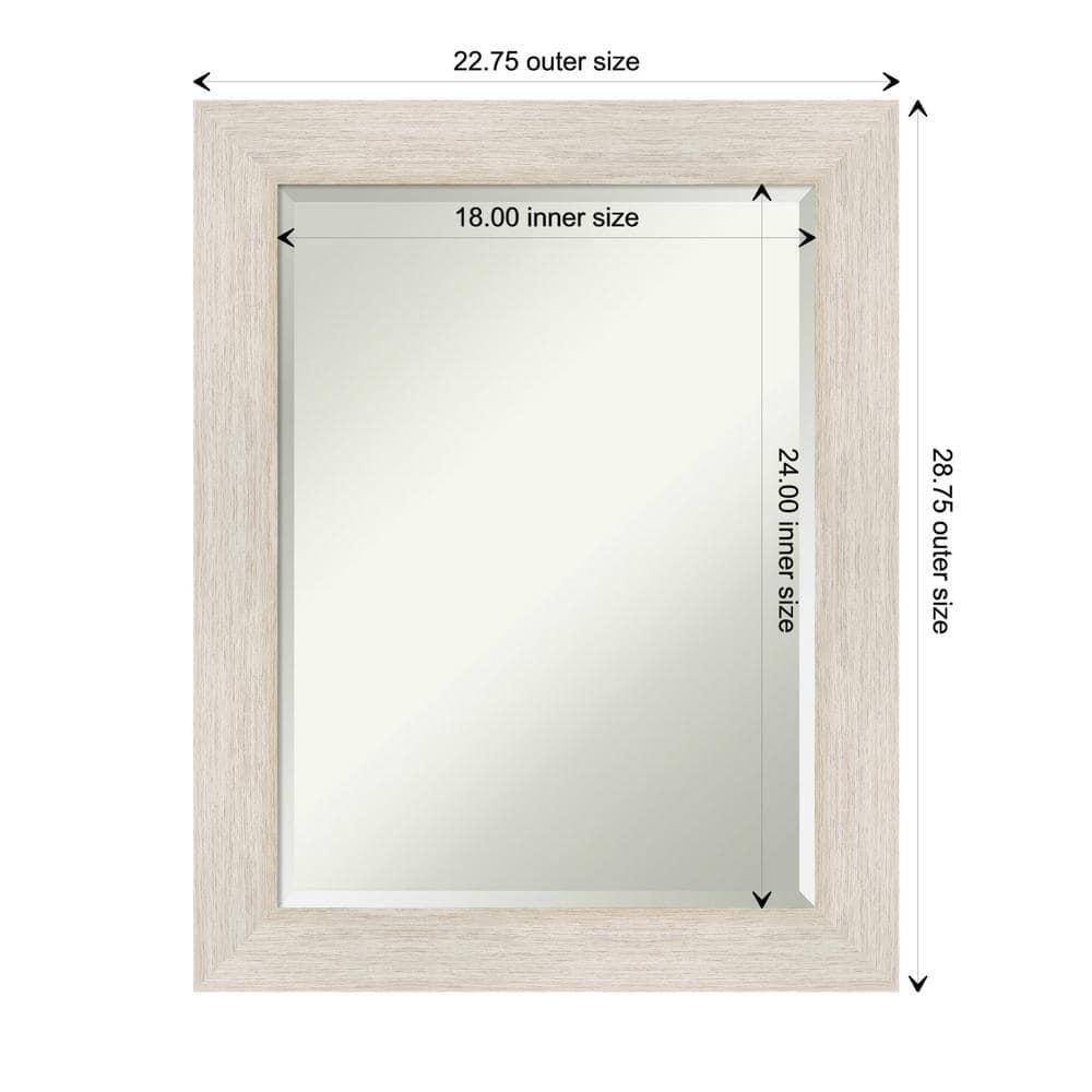 Amanti Art Beveled Wood Bathroom Wall Mirror - Hardwood Whitewash Frame - Hardwood White Wash Outer Size: 23 x 29 in