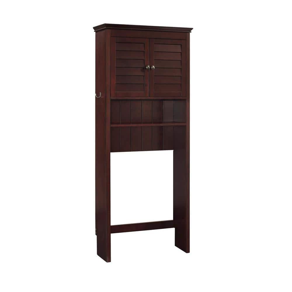 Crosley Lydia Space Saver Espresso Brown: Bathroom Organizer with 4 Shelves, Veneer Finish, Metal Hardware