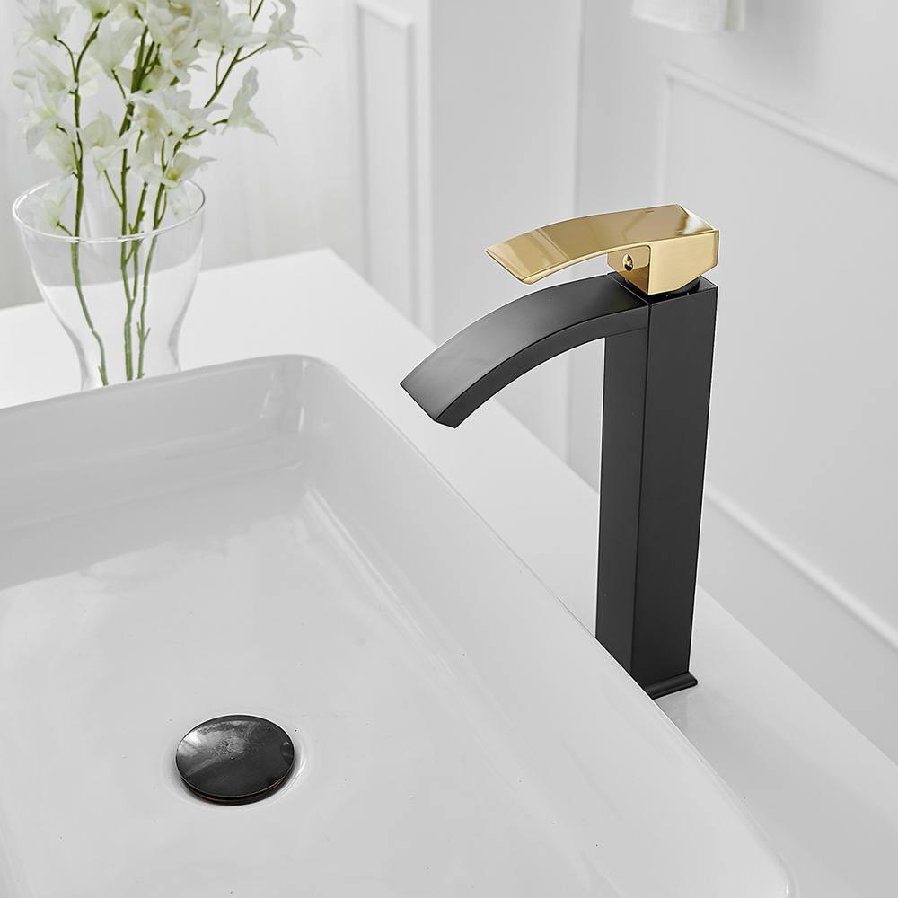 BWE Waterfall Single Hole Single Handle Bath Vessel Sink Faucet With Pop Up Drain Without Overflow