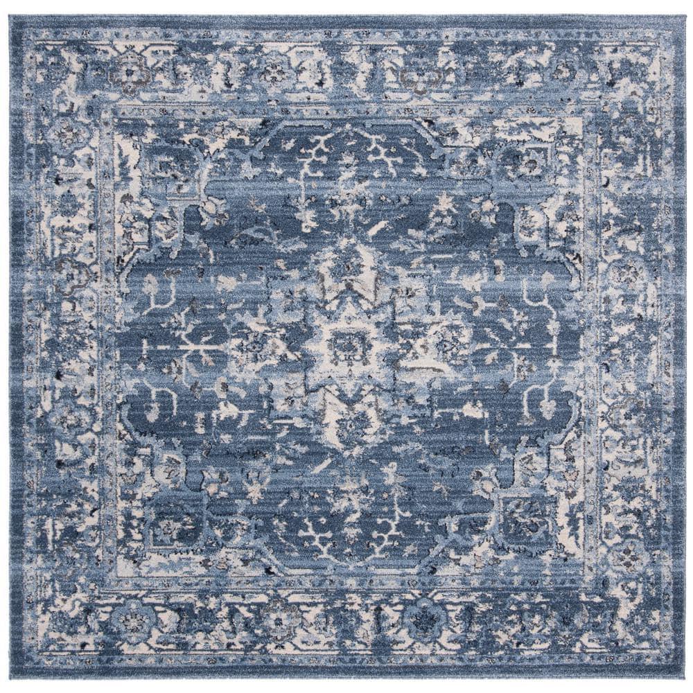 Charleston CHL411 Loomed Indoor Area Rug - Navy/Creme - 6'7"x6'7" - Safavieh