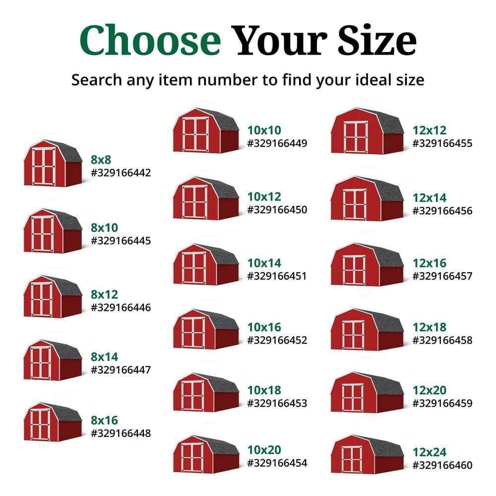 Little Cottage Co. 12x12 Value Gambrel Barn with 4 ft. Sidewalls, Outdoor Wood Storage Shed Do-It-Yourself Precut Kit