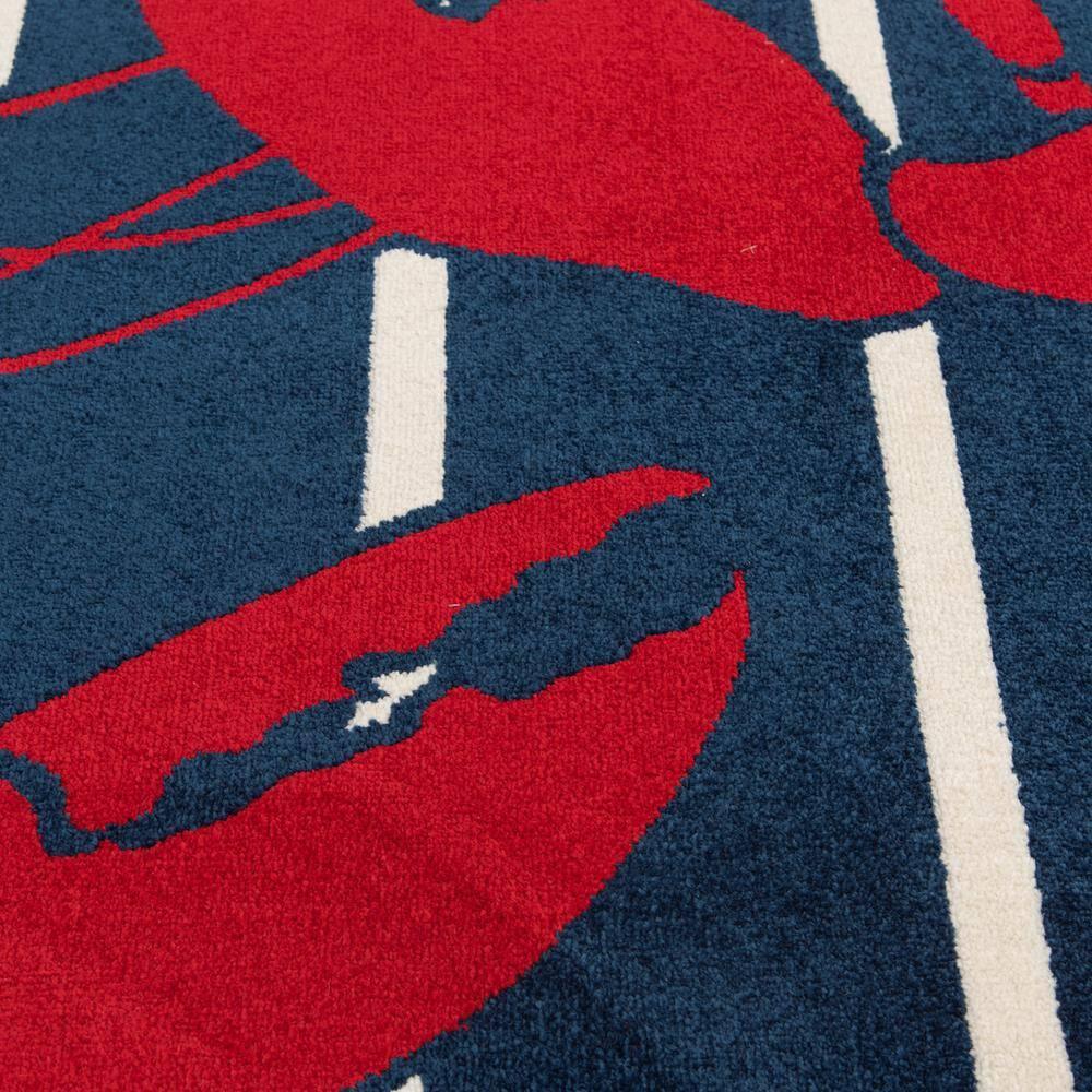Patio Brights Sapphire/Snow 6 ft. x 9 ft. Lively Lobsters Polypropylene Indoor/Outdoor Area Rug