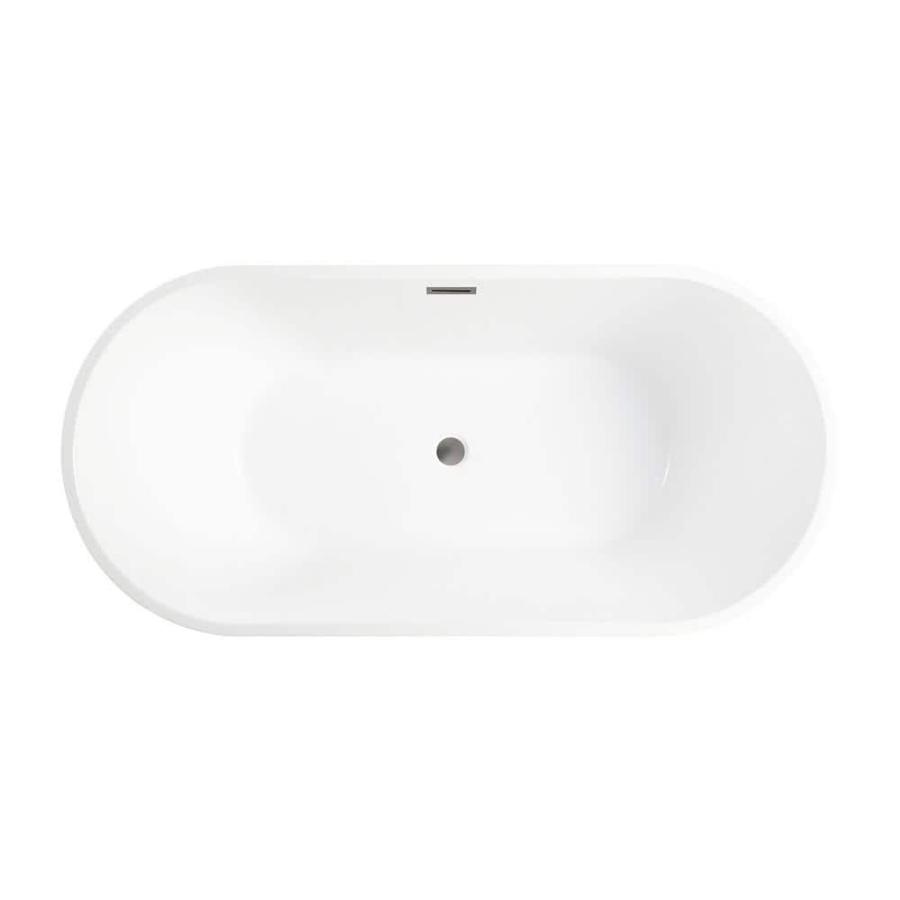 Iris 59" x 30" Freestanding Soaking Acrylic Bathtub