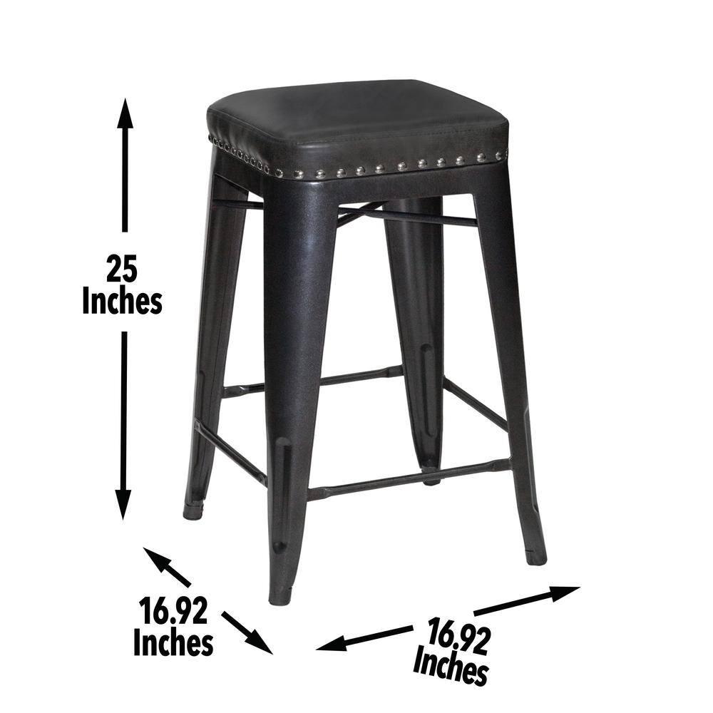 Hank Graphite Gray Metal and Faux Leather Counter Stool