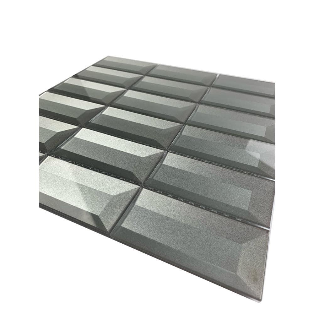 Abolos- Secret Dimensions 3" x 6" Glass Subway Tile in Glossy Dark Gray (14sf, 8pc Per Pack)