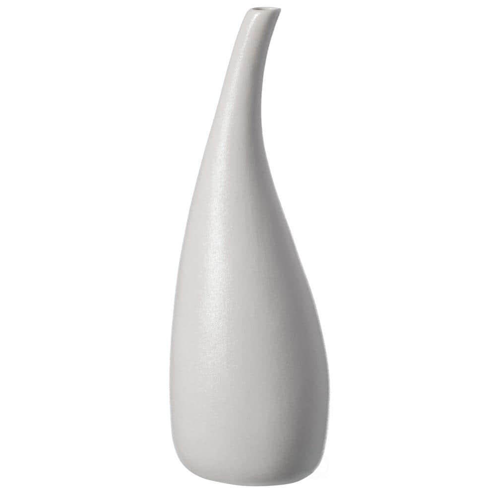 Uniquewise White Contemporary Unique Teardrop Shaped Ceramic Table Vase Flower Holder,12.5 Inch