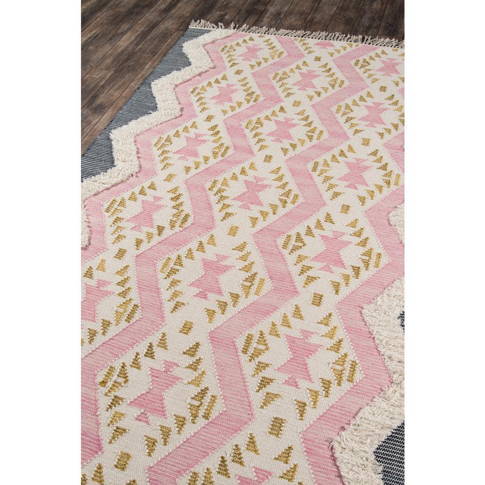 Momeni Novogratz by Momeni Indio Beverly Wool Hand Made Area Rug Pink 5' X 7'