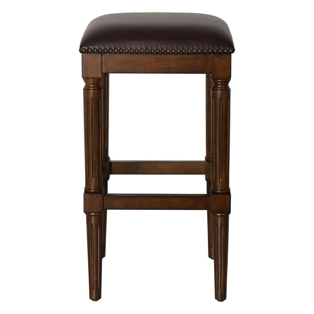 Manchester 31in.H Square Bar Stool- Distressed Walnut