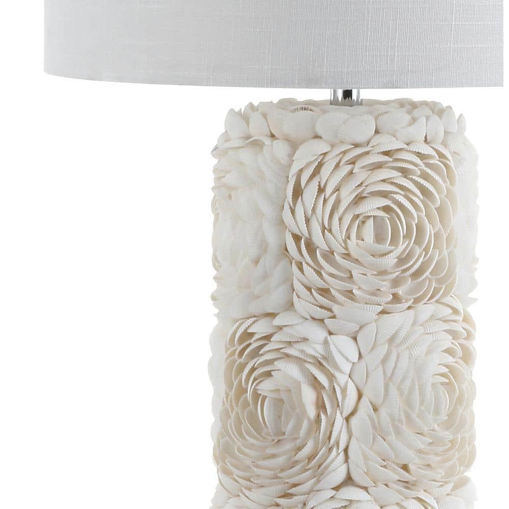 JONATHAN Y Rosette 28.5" Seashell/Resin/Crystal LED Table Lamp, Cream
