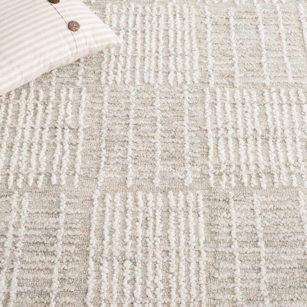 Abstract ABT275 Handmade Tufted Accent Rug - Grey/Ivory - 3'-0" x 5'-0" - Safavieh