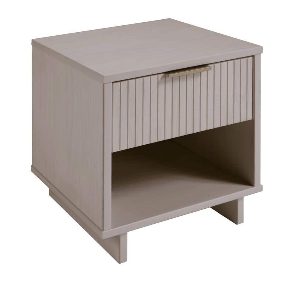 Granville Modern 1 Drawer Nightstand Light Gray - Manhattan Comfort: Wood Frame, Storage Shelf, 30 Day Warranty