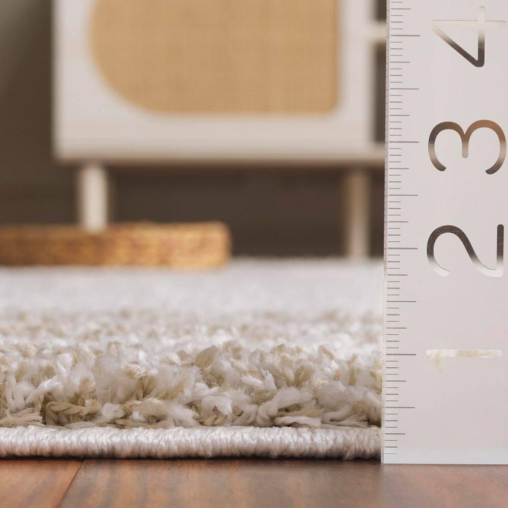 Border & Stripe Shag 200 BSP251 Machine Made Loomed Area Rug - Ivory/Beige - 5'-3" X 7'-6" - Safavieh