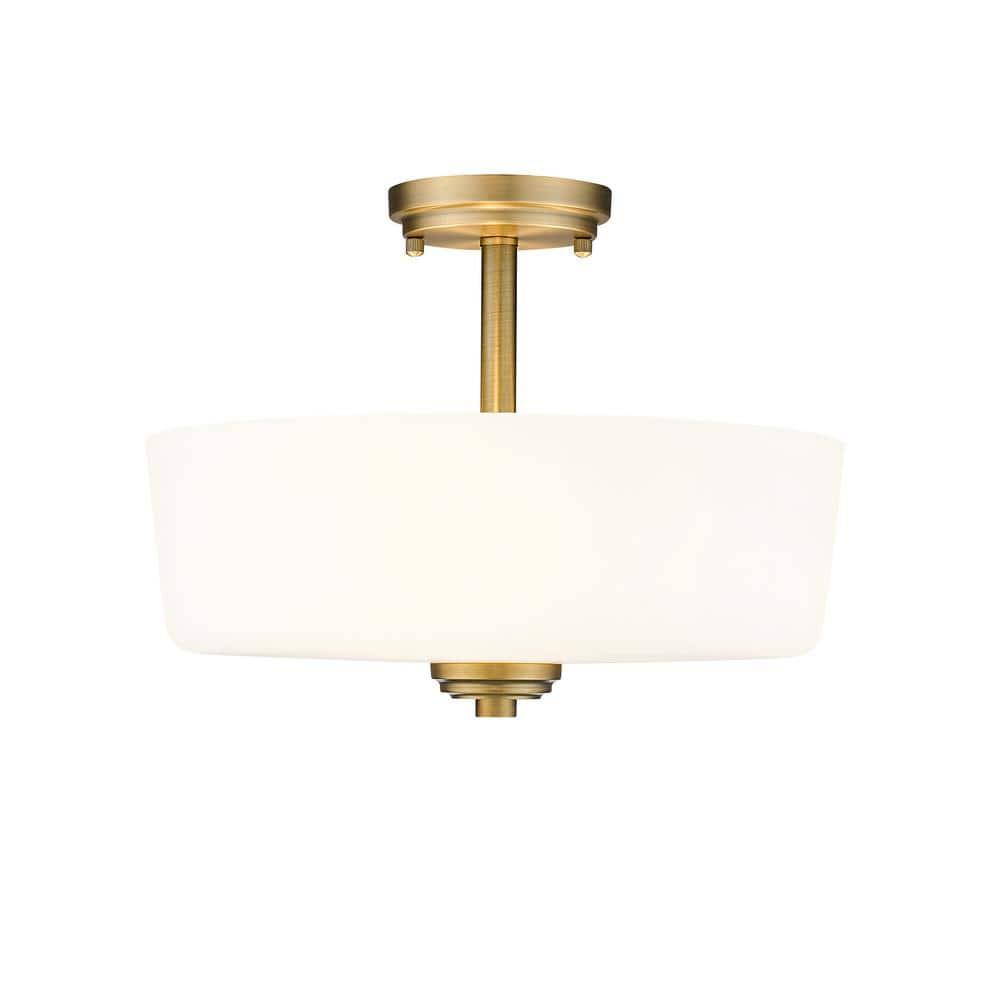 Z-Lite 220SF3-HBR Arlington 15 Inch Flush Mount Ceiling Light, Brass
