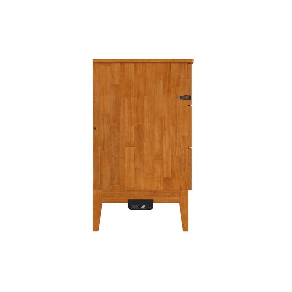 AFI Santa Fe Full Wood Murphy Bed Chest with Mattress and Built-in Charger, Light Toffee