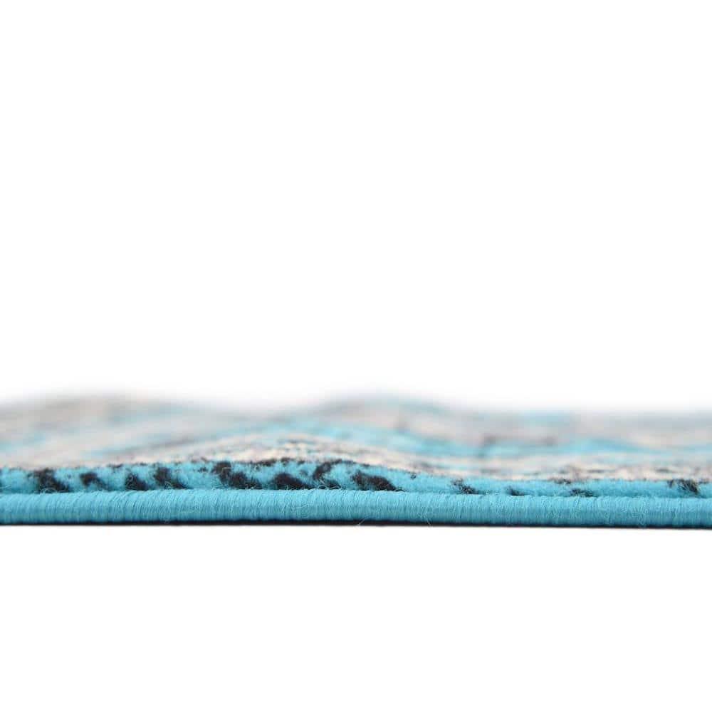 Unique Loom 2' 7 x 10' 0 Runner Turquoise Taftan Oasis Area Rug