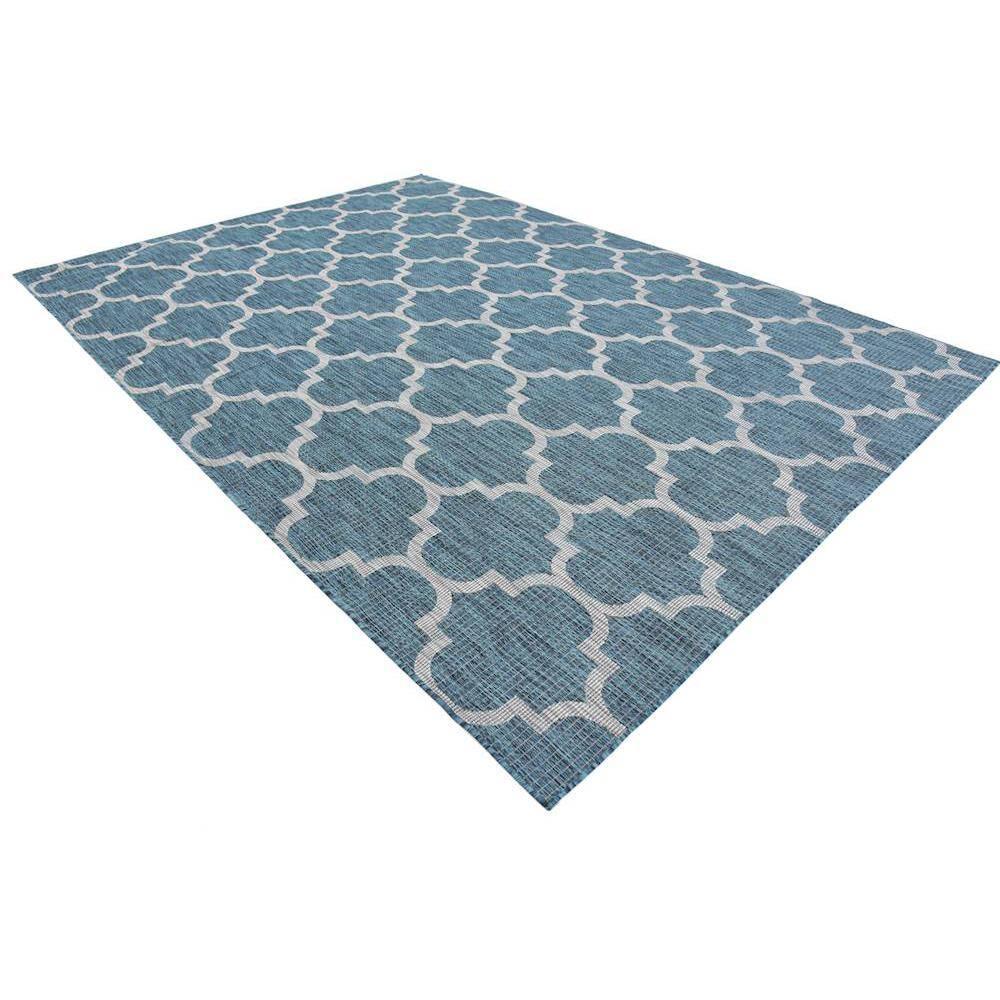 Unique Loom 8' 0 x 11' 4 Rectangle Indoor/Outdoor Trellis Teal Area Rug