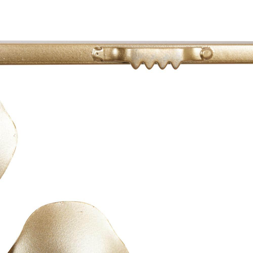 DecMode Gold Metal Floral Wall Decor with White Accents
