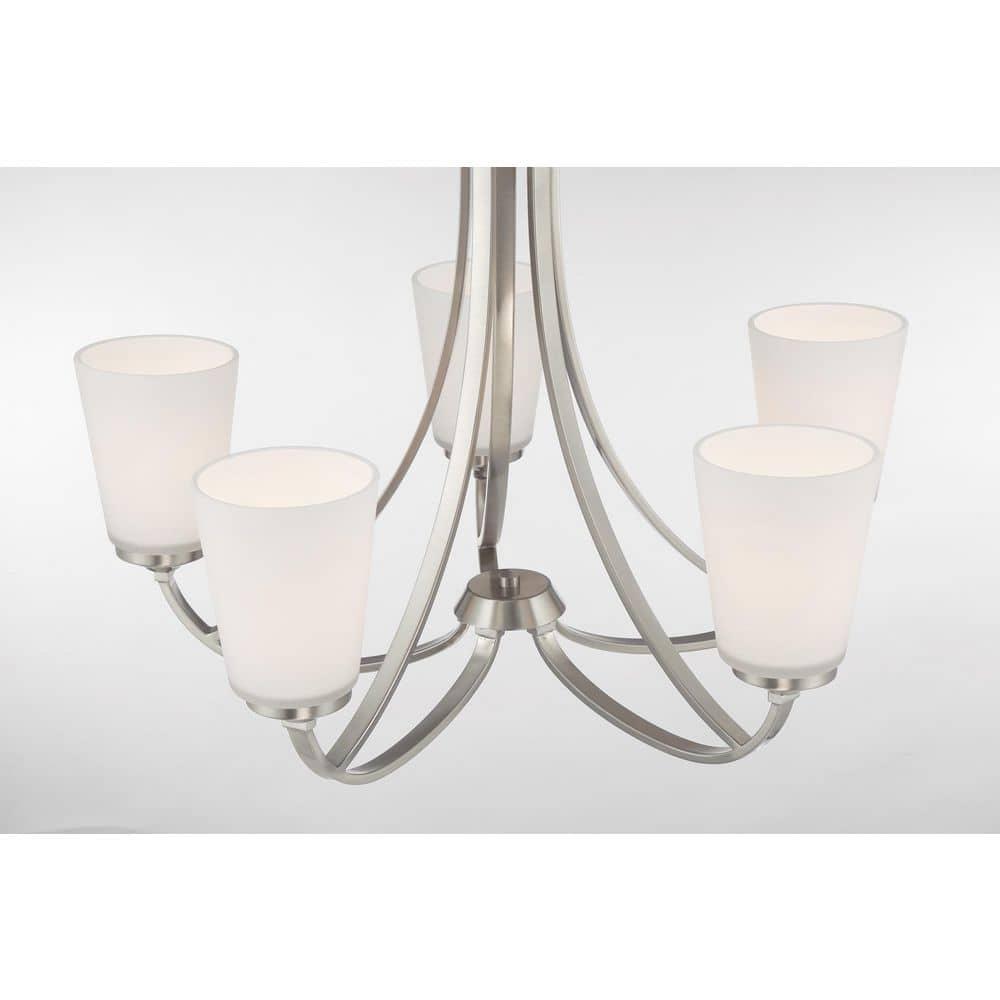 Minka Lavery Chandelier Lighting 4965-84, Overland Park Glass 1 Tier with Shades, 5 Light, Nickel