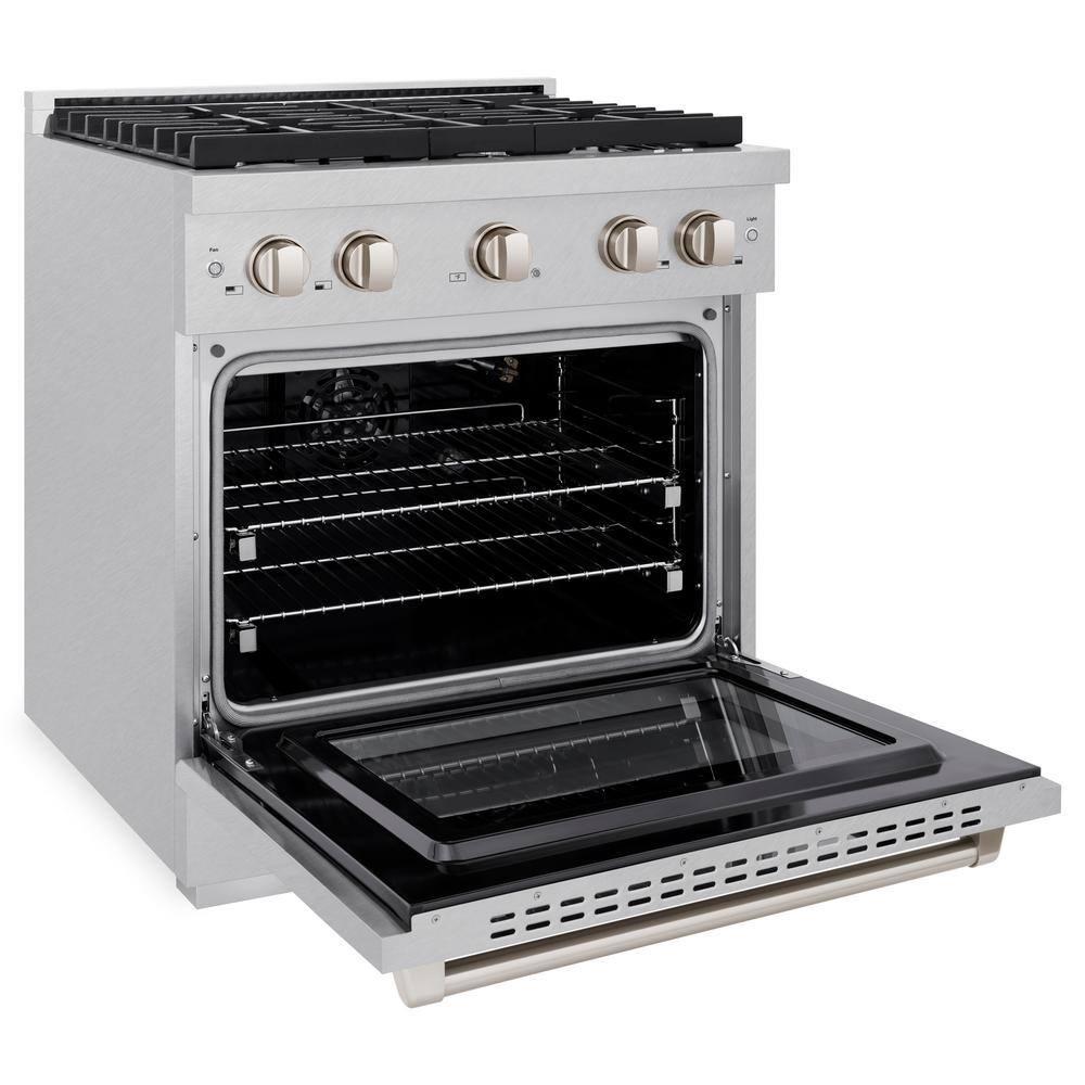 ZLINE Satin ZLINE 30 in. Paramount Gas Range w/ 4 Burners & Convection Oven w/ Door SGRS-30
