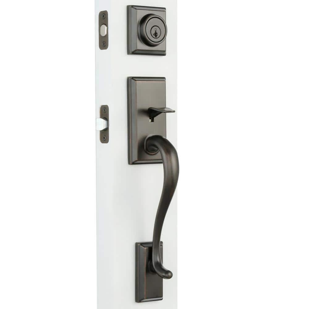 Hawthorne Handleset with Single Cylinder Deadbolt and Juno Door Knob and Rosette
