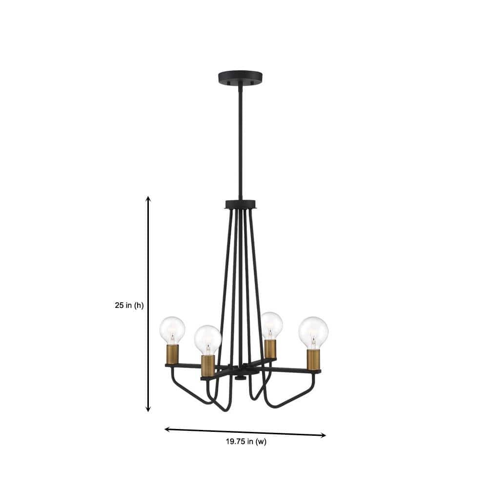 Ravella Black Mini Plug-in Chandelier with Brass Accents