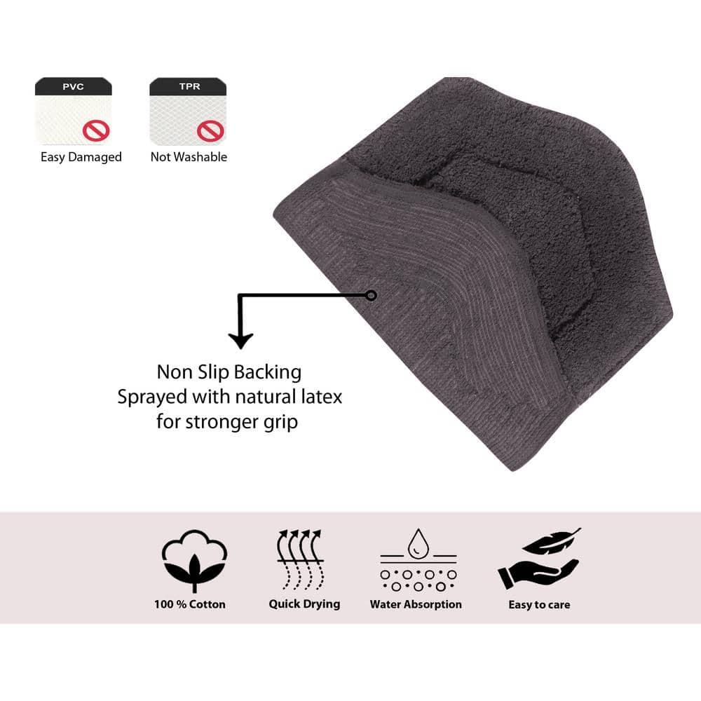 HOME WEAVERS WaterFord Collection Bathroom Rug 100% Cotton Tufted Round Shape Bathroom Rug, Soft & Absorbent Bath Rugs, Non-Slip Bath Carpet, Machine Wash Dry Bath Mats - 30" Round, Grey