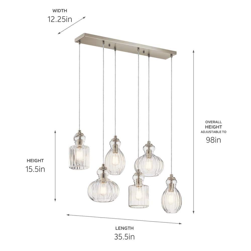 Kichler Lighting Riviera 6 - Light Island Pendant Light in  Brushed Nickel