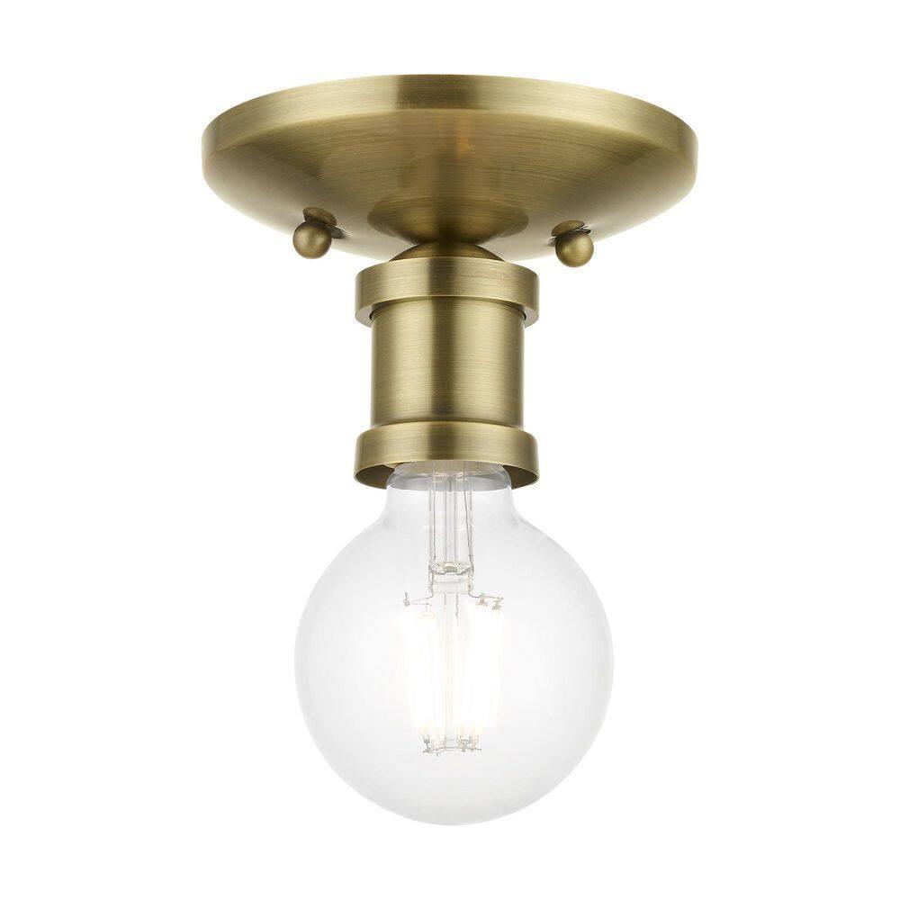 Livex Lighting Lansdale 1 - Light Flush Mount in  Antique Brass