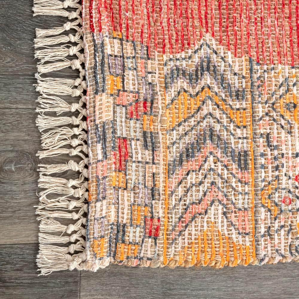 Nuloom Hermina Abstract 4x6 Jute Indoor Area Rug for Dining Room Rug Neutral Rug Living Room Rug Kitchen, Multicolor/Ivory