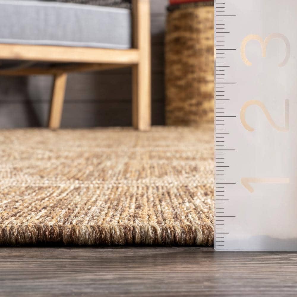 nuLOOM 4' x 5' Outdoor Geometric Area Rug, Stain Resistant, Weather Resistant, High Traffic, Patio, Balcony, Outside, Ranya Light Brown