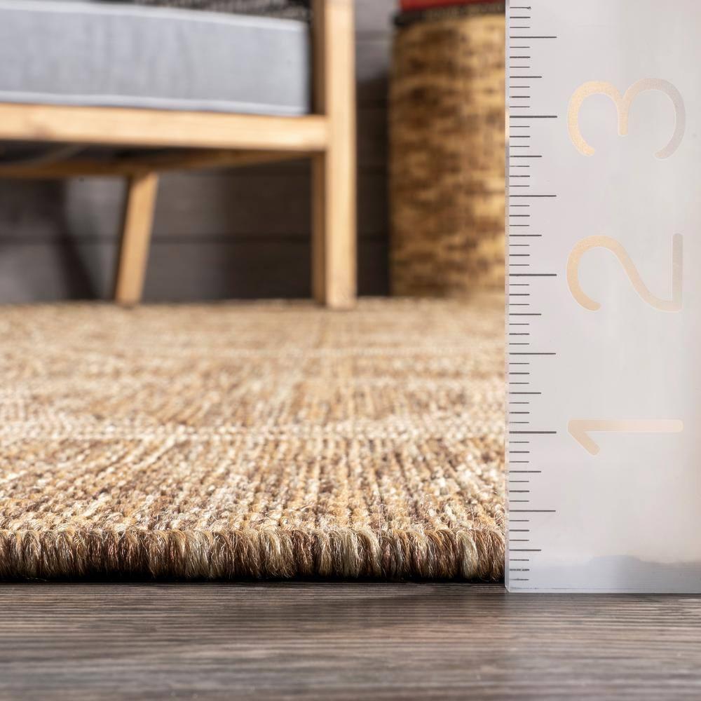 nuLOOM 10' x 12' Outdoor Geometric Area Rug, Stain Resistant, Weather Resistant, High Traffic, Patio, Balcony, Outside, Ranya Light Brown