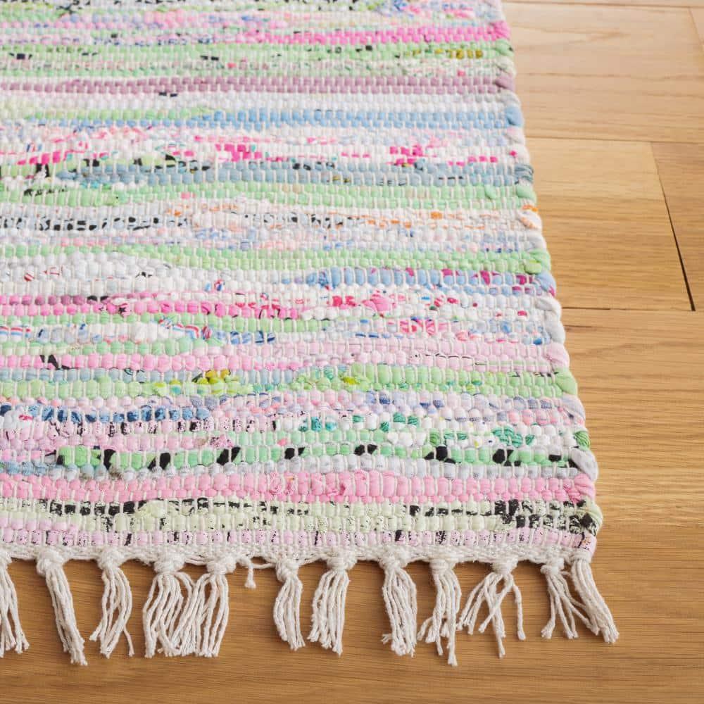 Rag Rug RAR125 Hand Woven Indoor Area Rug - Light Green/Multi - 6'x9' - Safavieh.