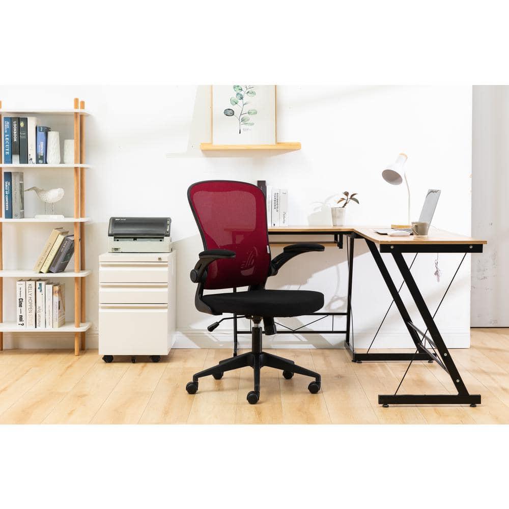 LeisureMod Newton Modern Mesh Office Swivel Chair In Red