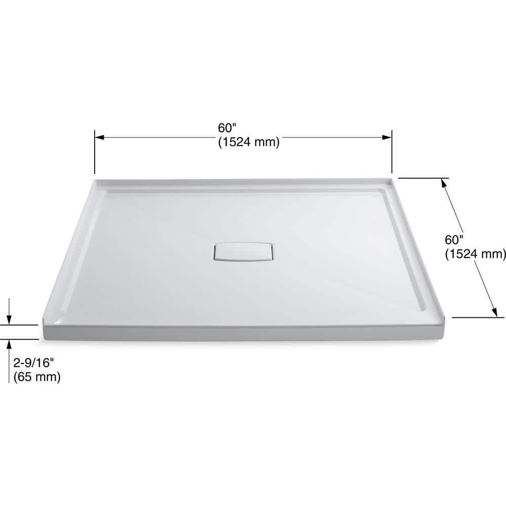 Archer® 60" x 60" Single Threshold Acrylic Alcove Shower Base, Center Drain