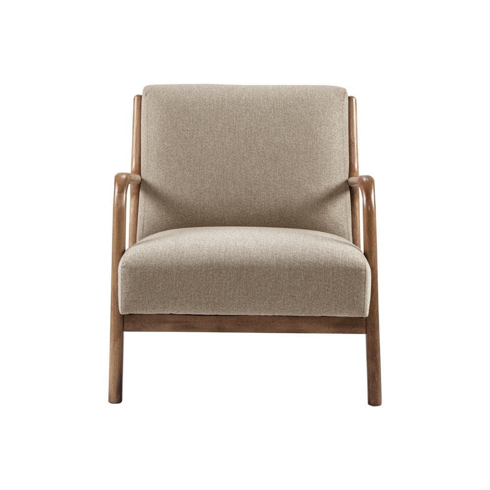 Ink+Ivy Novak Lounge Chair Taupe: Mid-Century Modern, Polyester Upholstery, Rubberwood Frame