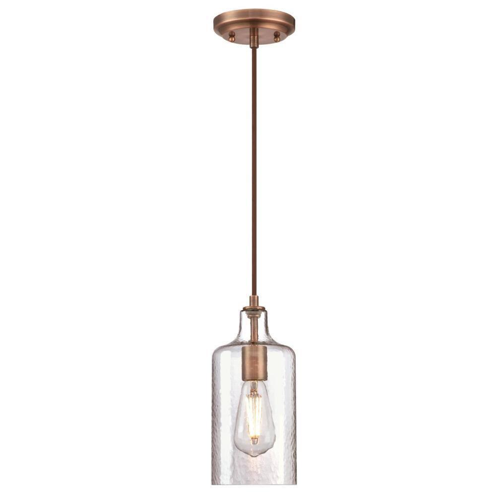 Westinghouse Lighting 6371500 Mini Pendant with Clear Textured Glass - Washed Copper
