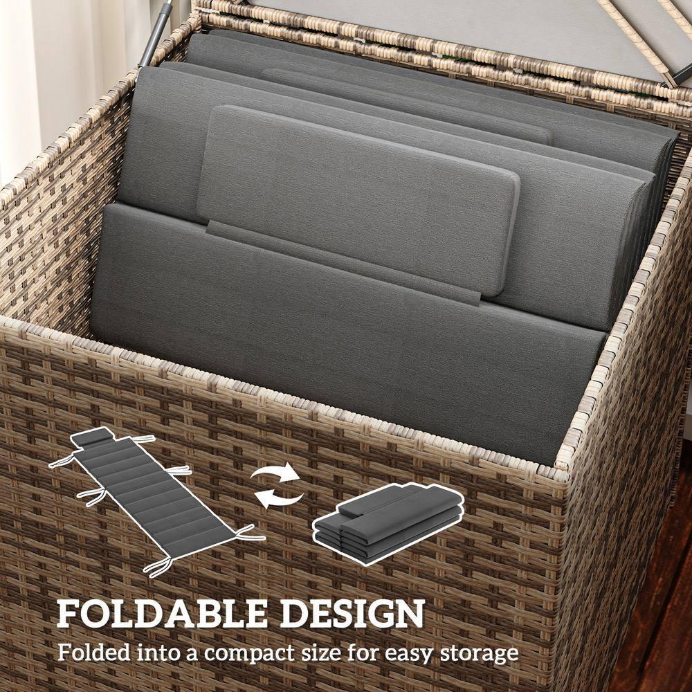 Outsunny Foldable Lounge Chair Cushion Set of 2, UPF50+ 230gsm Olefin and 25D High-Density Foam, Chaise Lounge Cushion Set, 80" x 26", Dark Gray