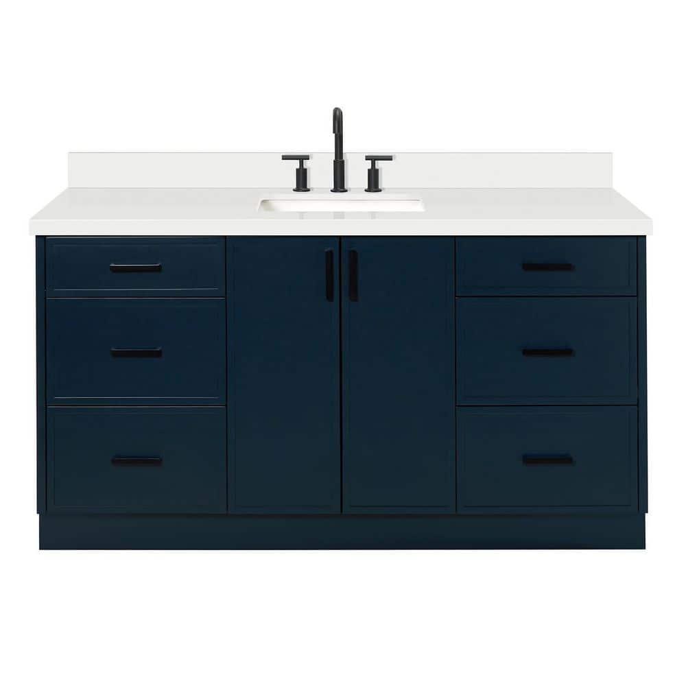 Ariel Kelly 67 Inch Single Rectangular Sink Bathroom Vanity With Pure Quartz Countertop
