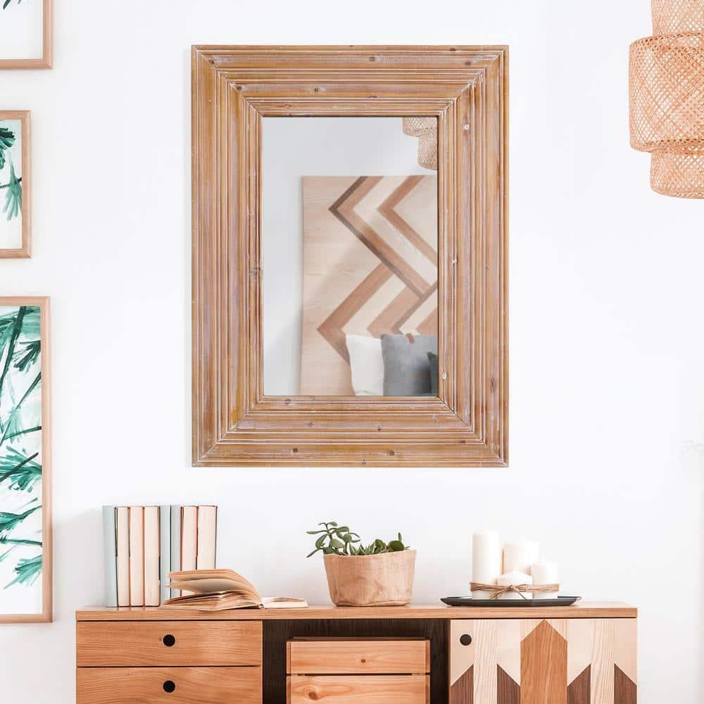 Head West Natural Whitewash Wood Farmhouse Wall Accent Mirror - 30 x 40